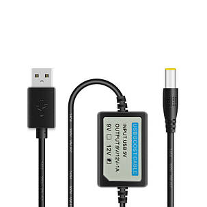 Кабель USB - DC Jack, стабілізатор/перетворювач підвищувальний DC-DC 5-12В 1А, фото 1