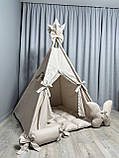 Вігвам дитячий Ніжний Беж БОНБОН з Корзиною Повний комплект, дитячий вігвам,вігвам для дітей, вігвам для дівчинки, дитяча палатка, фото 5