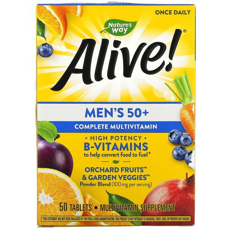 Мультивітаміни для чоловіків старше 50 років, Nature's Way Alive! Men's 50+ Complete Multivitamin 50 таблеток, фото 1