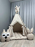 Вігвам для дітей Ніжний Беж БОНБОН з Корзиною Повний комплект, дитячий вігвам, вігвам для хлопчика, вігвам для дівчинки, фото 2