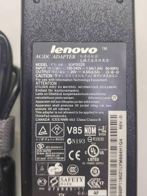 Блок живлення для ноутбука Lenovo 20V, 4.5A, 90W, 7.9 * 5.5мм, 3 hole, with pin inside, black (без кабеля), фото 2