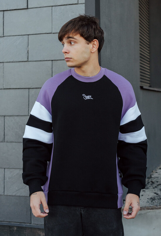Світшот триколірний Staff black & violet logo fleece oversize