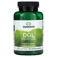 DGL Деглицирризированная солодка 385 мг 180 таб лечение язвы желудка гастрита Swanson США