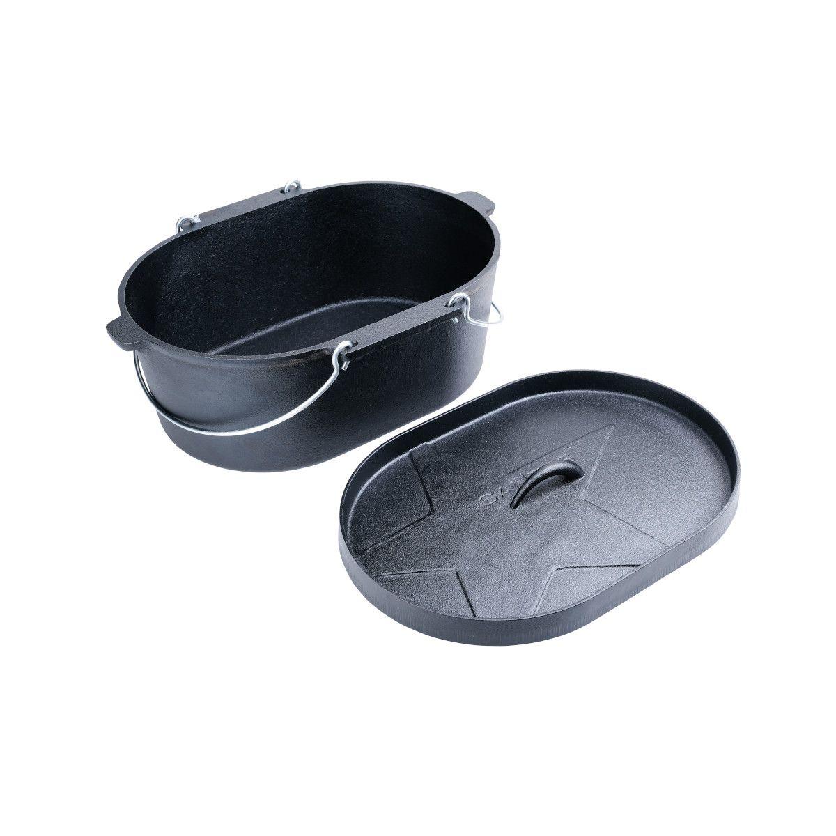 Чавунний казан-форма для хліба SANTOS, овальна з кришкою і гриль-пластиною, 42 х 31 см. 896668, фото 1