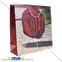 Подарунковий пакет з крафт паперу, 37х35х13 см, Роза, 1 шт (UPK-019042)