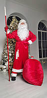 Новогодний костюм Дед Мороз. "Эко. Красный ". Комплект с бородой и париком!