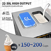 VEVOR Commercial Soft Ice Cream Maker 2200 W Worktop Soft Ice Cream Maker 22-30 L/hr.Soft Ice Cream Maker