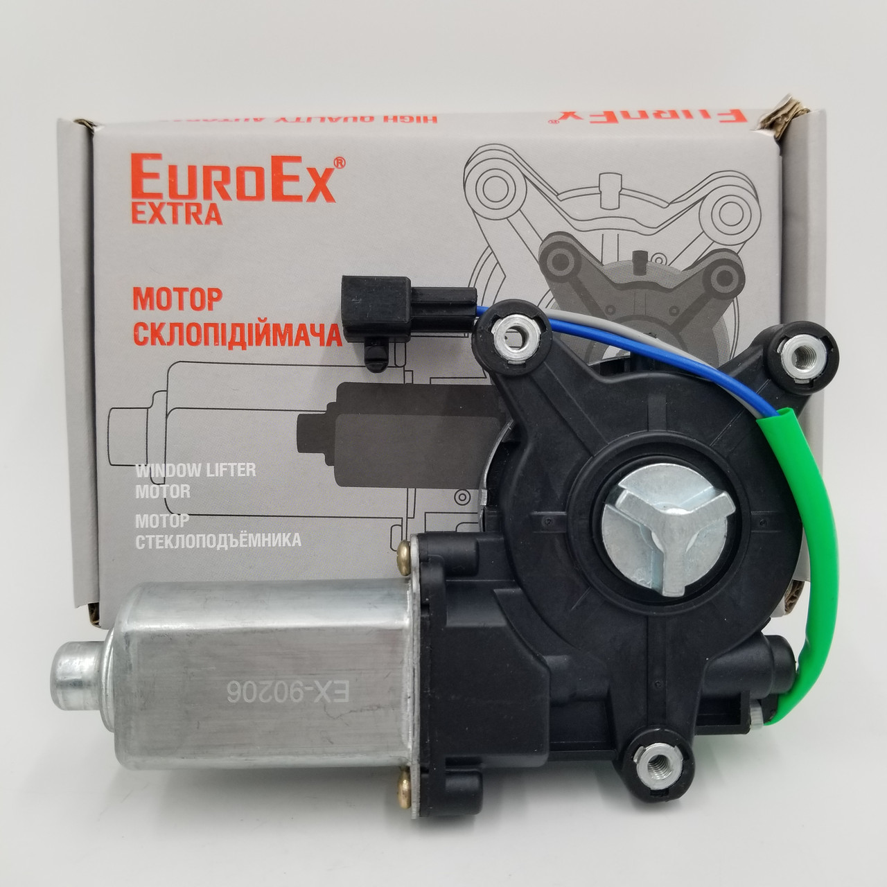 Мотор склопідйомника Ланос, Сенс правий (трикутний) EuroEx Угорщина, фото 1