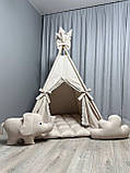Вігвам Ніжний беж БОНБОН з Корзиною Повний комплект, вігвам для дітей, дитяча палатка, вігвам для хлопчика, вігвам для дівчинки, фото 2