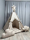Вігвам Ніжний беж БОНБОН з Корзиною Повний комплект, вігвам для дітей, дитяча палатка, вігвам для хлопчика, вігвам для дівчинки, фото 6
