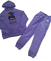 Детский спортивный костюм на девочку фиолетовый "Патриотический" (Плотная,теплая ткань,не кашлатится) 128-134