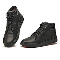 Мужские зимние черные ботинки натуральная кожа на цигейке от производителя Detta 41