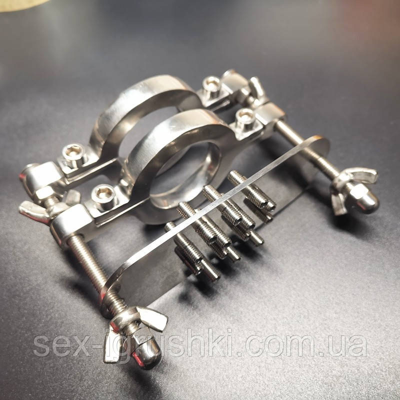 Лещата для яєчників із неіржавкої сталі із шипами Spiked Double Rings Ball Smasher Crusher