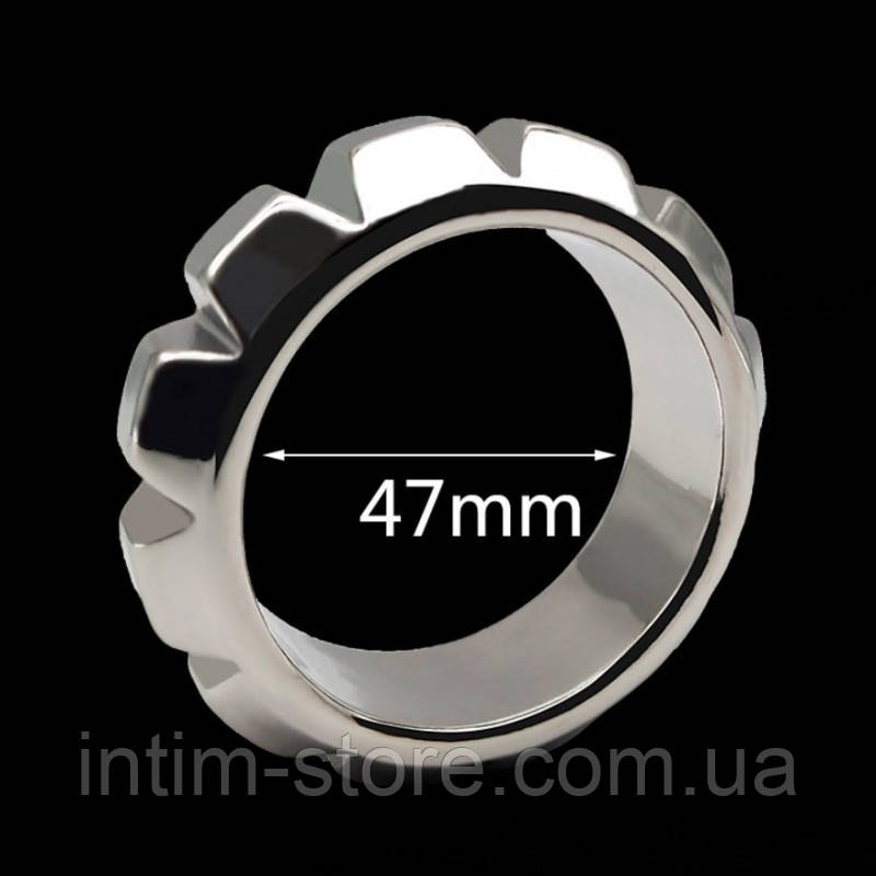 Фіксатори для пеніса Stainless Steel Cock Ring with gearwheel Large, серебро, фото 1