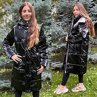 Підліткове зимове пальто з принтової тканини «Айрис» (140, 146р)