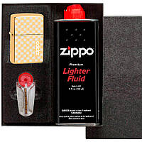 Зажигалка Zippo лого зиппо, набор зажигалка зиппо, бензин и кремний зиппо 254U2