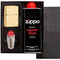 Зажигалка Zippo Герб Украины, набор зажигалка зиппо, бензин и кремний зиппо 254U1