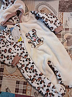 Комбінезон дитячий махровий (травичка) "Тигреня" , бежевий, 62-80 см.