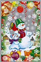 Пакеты для конфет новогодние фольгированные Снеговик №2 (20*30см), Новогодняя Упаковка для Подарков