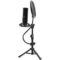 Игровой микрофон LORGAR Gaming Microphones, Black, USB condenser microphone with tripod stand, pop filter,