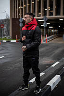 Комплект зимовий чоловічий Nike | куртка червоно-чорна + штани теплі + Барсетка і Рукавички у подарунок