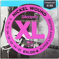 Струны D'Addario EXL120-8 Nickel Wound 8-String Super Light 9-65