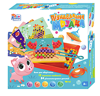 Детская познавательная мозаика "4FUN Game Club" 67941 (84 элемента, 12 картинок-шаблонов, щипцы), разноцветный