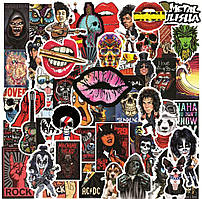 Набір вінілових наліпок стікерів РОК музика 50 шт