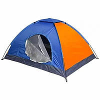 Палатка туристическая одноместная Camp Tent 2х1х1.1м кемпинговая Синий с оранжевым