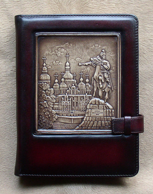 Шкіряний блокнот "Богдан Хмельницький" чорний, фото 1