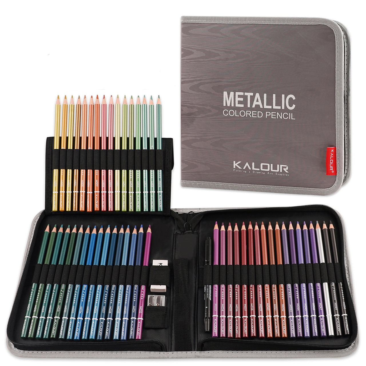 Набір кольорових олівців KALOUR Metallic 50 кольорів з ефектом Металік