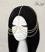 Трендова ланцюгова Маска прикраса на обличчя золотиста "Тіффані" для фотосесії Aushal Jewellery