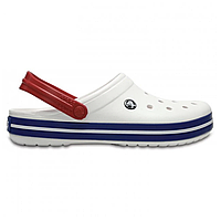 Crocs Crocband White Blue, Кроксы Крокбенд ,белые мужские женские унисекс оригинал + коробка