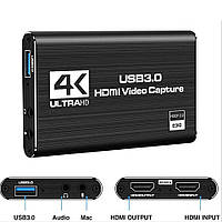 Картка відеозахоплювача Ultra HD 4K, USB 3,0, HDMI-сумісний для PS4, DVD, камери, записи, прямий трансляції