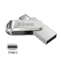 USB накопитель (флешка) Bliksem 128GB Type-C + USB Silver