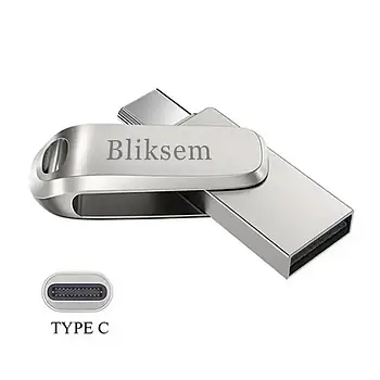 USB накопичувач (флешка) Bliksem 128GB Type-C + USB Silver