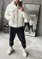 Куртка мужская зимняя "дутая" (белая) классная теплая легкая воздушная объемная курточка sKB58