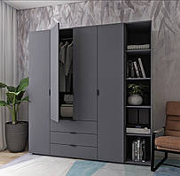 Шафа Гелар 4д + відкрита етажерка колір графіт