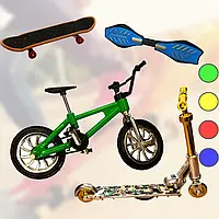 Фингербайк Набор из 4 штук Пальчиковый велосипед + самокат, гироборд, скейтборд Зеленый