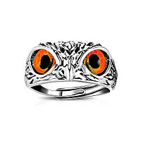 Красивое кольцо в стиле совы с оранжевыми глазами (NR0045_6)