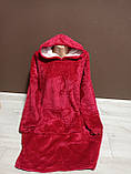 Тепла домашня туніка жіноча велсофт махра травка 48-60 розміри червона, фото 5