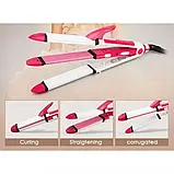 Багатофункціональна плойка для волосся Gemei GM 2921 3 в 1: випрямляч - щипці - гофре, випрямляч, фото 4