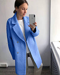 Жіночі хутряне пальто 641 (S-M; L-XL) (кольори: синій, сірий, мокко, чорний) СП