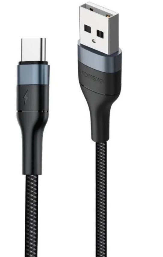 Кабель Foneng X51 1M Spiral Braided Cable USB - USB-C 3A 1м Black (X51-CA-TC)