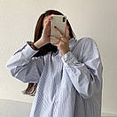 Жіноча базова сорочка в смужку оверсайз із довгим рукавом, фото 3