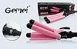 Потрійна плойка для волосся Gemei GM 1956, фото 7