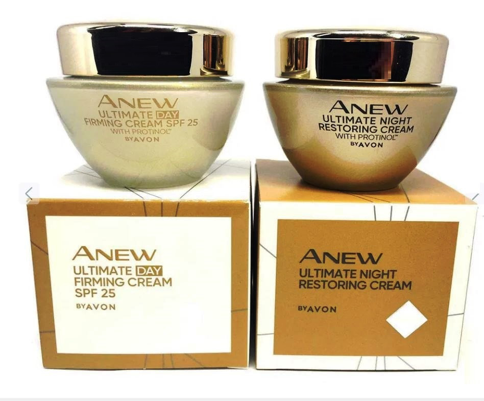 Набір: Денний і нічний відновлювальний крем для обличчя AVON ANEW 45+ Омолодження технологією Protinol (50+50 мл), фото 1