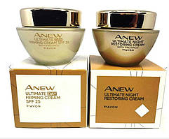 Набір: Денний і нічний відновлювальний крем для обличчя AVON ANEW 45+ Омолодження технологією Protinol (50+50 мл)