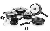 Набір посуду 14 предметів Royalty Line RL-ES2014M BLACK