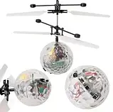 Літаюча куля м'яч гелікоптер гелікоптер сенсор, що світиться, Flying Ball Air led sensor sphere Original size від руки, фото 7